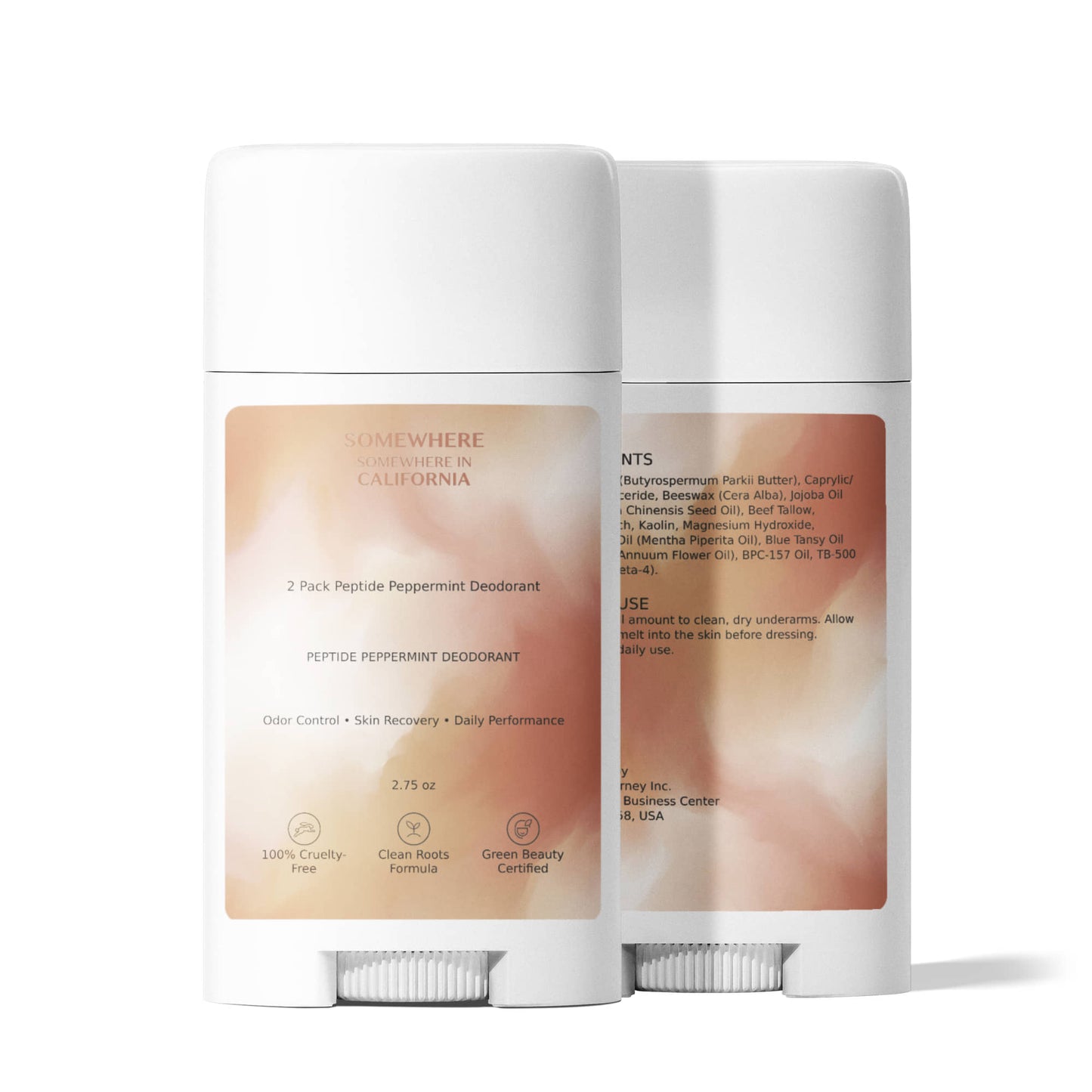 2 Pack Peptide Peppermint Deodorant